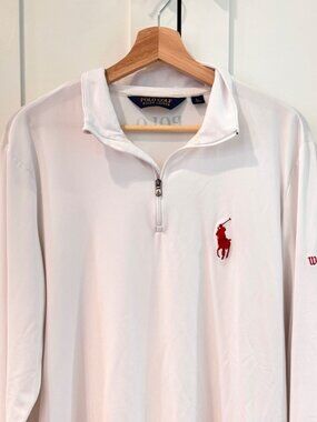 Polo Golf Ralph Lauren Mens Quarter Zip Pullover Shirt White Large Wolf Creek